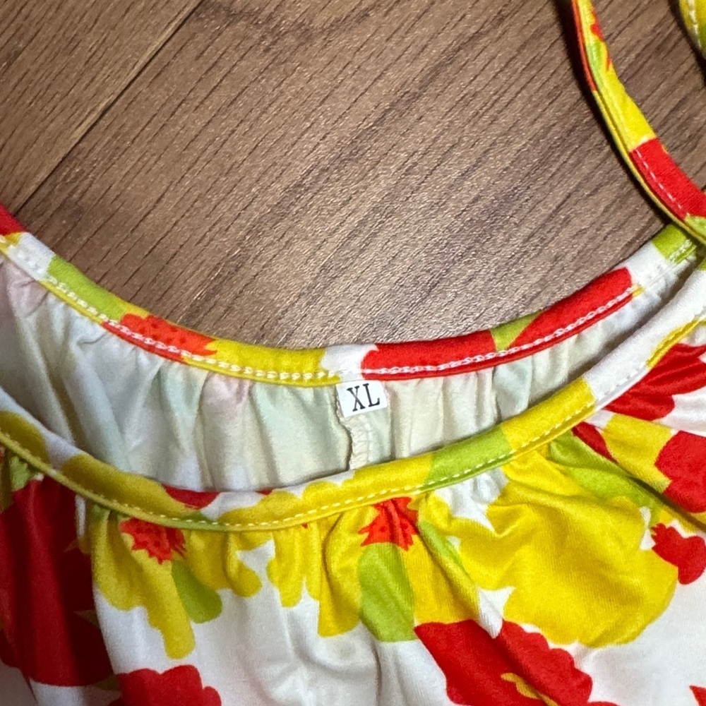 Floral Jumpsuit with Red and Yellow Flowers - Picture 2 of 3
